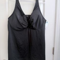 Black Tankini Top Size 44DD And Bottom Size 3X