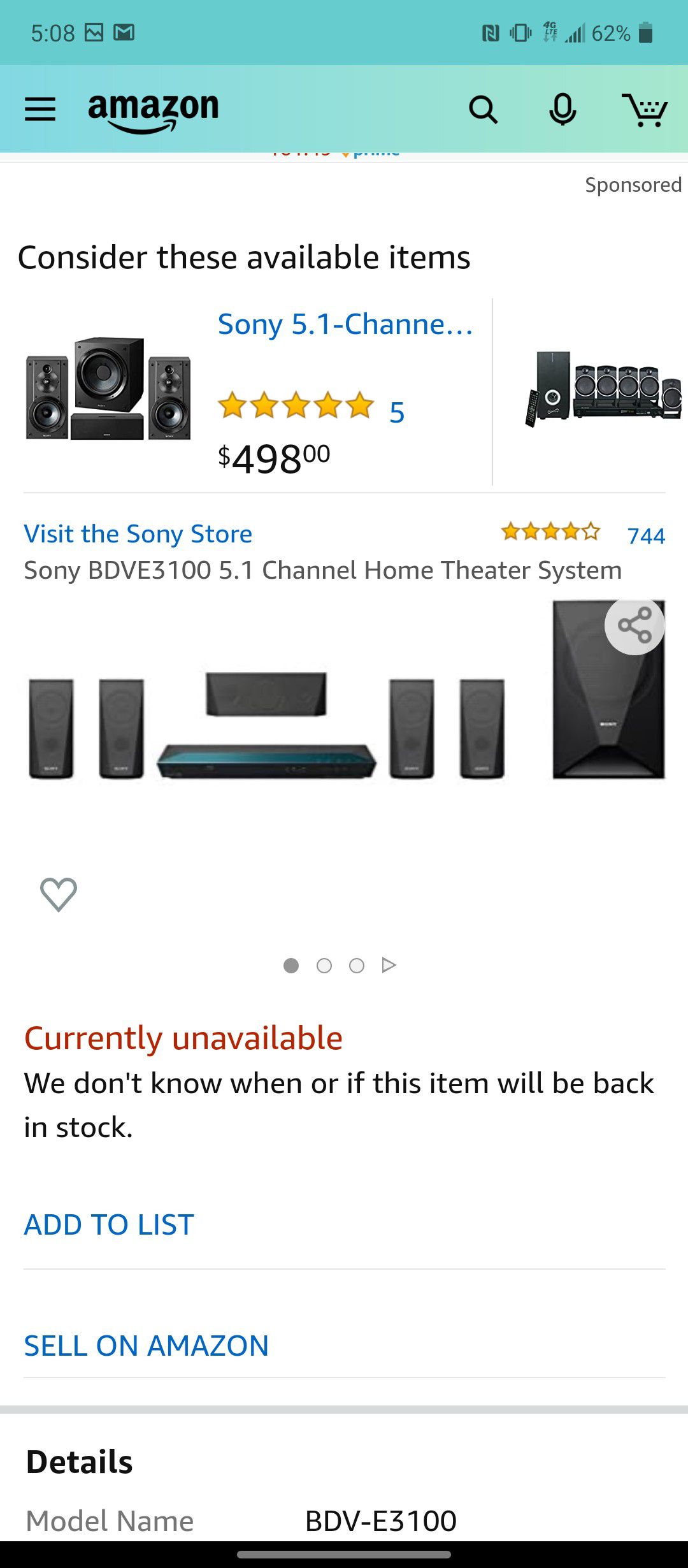 Sony Blu-ray Dvd Home Theater System Wireless Bluetooth 3D