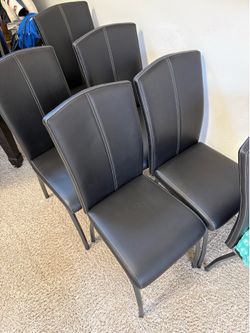 Black Leather Dining Chair x 6