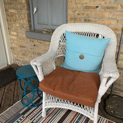 Wicker Chair And Stool/ottoman