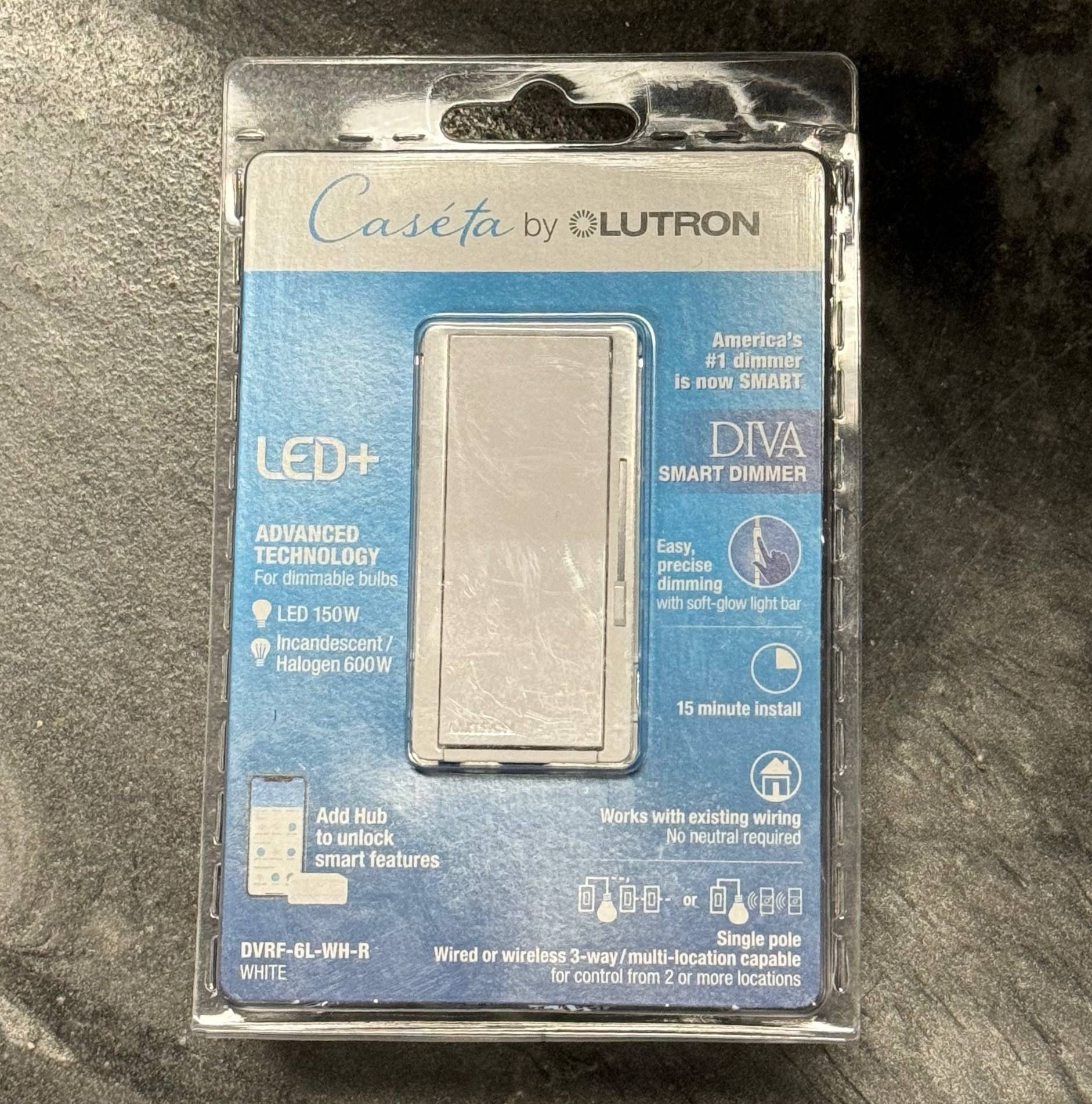 Lutron DIVA Caseta Smart LED+ Dimmer DVRF 6L WH R DVRF 6L WH White 3365