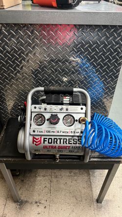 Fortress 1 Gallon 135PSI Ultra Quiet Jobsite Air Compressor w/ Hose & Tire Inflator 64592