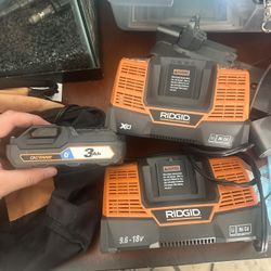 Rigid Battery And 2 Chargers