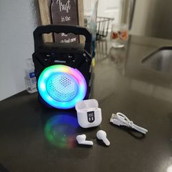 Small Bluetooth Speaker And Bluetooth Earbuds..New..