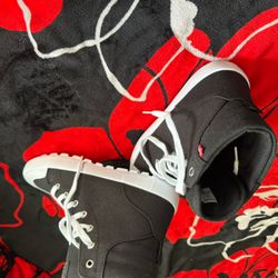 Ladies Shoes Black & White Ankle Boots, Canvas  Side 8 