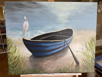 Beached Boat Painting: 24 X 30 Canvas (1.75” Thick Sides)