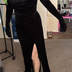 Black Velvet Prom /formal Dress 
