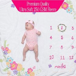 Premium Baby Milestone Blanket for Girls with Free Bonus Flower Wreath