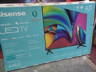 43" screen led smart gv by hisense.  Free wall mount bracket.