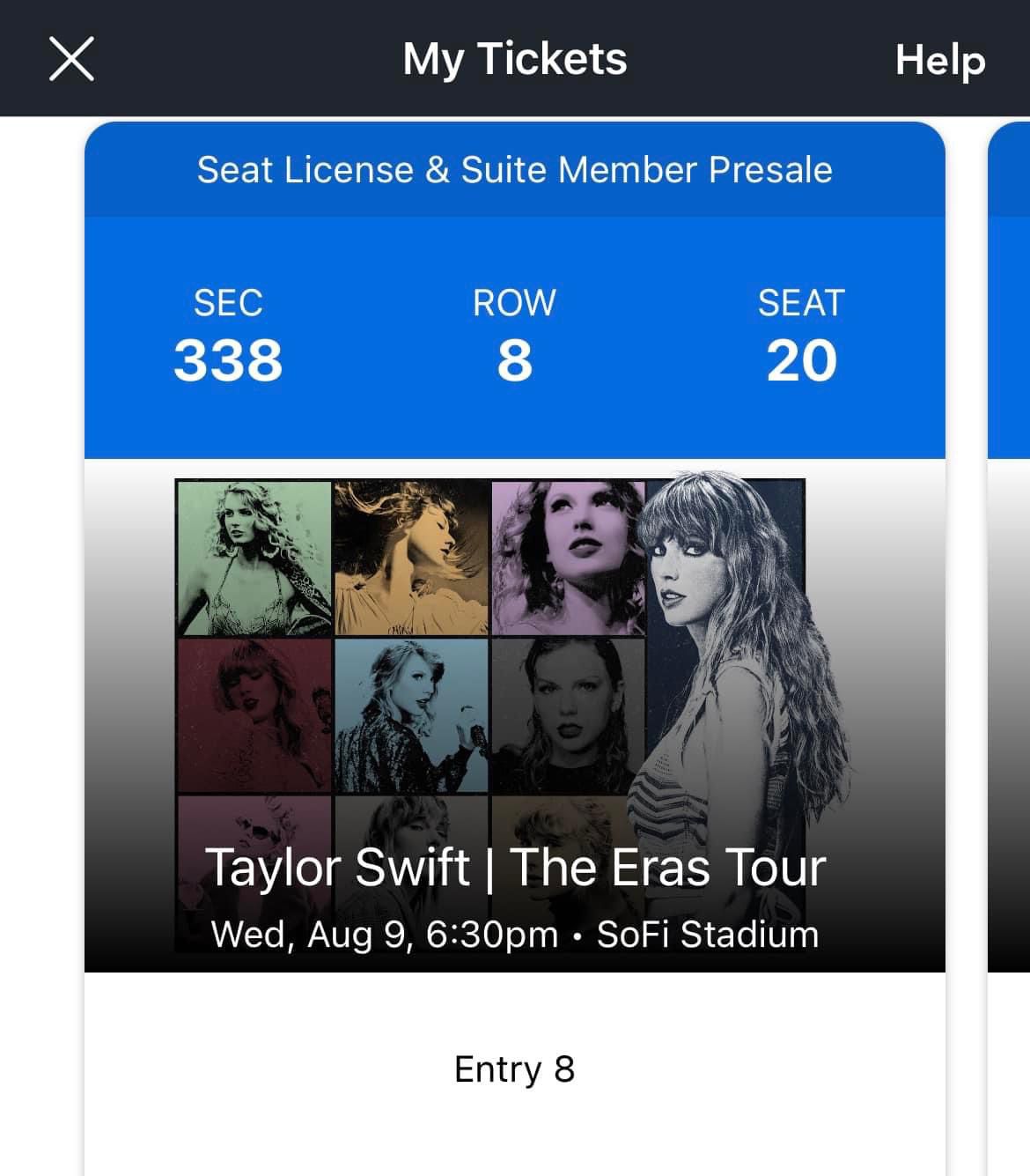 Taylor Swift The Eras Tour Aug 9 Sofi Stadium Tickets