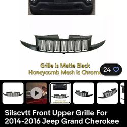 Silscvtt Front Upper Grille For 2014-2016 Jeep Grand Cherokee Honeycomb Black