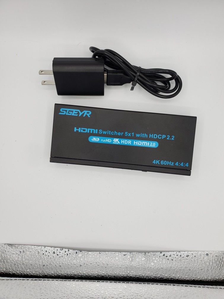 SGEYR 4K@60Hz 5x1 HDMI Switch HDMI Selector Switch 5 Port HDR IR Remote 4K HDMI Selector Box 5 in 1 Out Auto Switch HDMI Switcher 2.0 HDCP 2.2, Full H