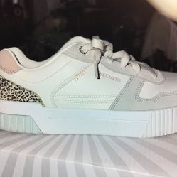 Skechers Court Classics Jade Suede or Textile Sneaker Feline Instinct
