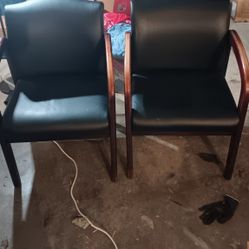  2 Beautiful  Black Leather Office Chairs 