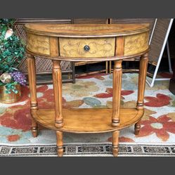 "Mozart" Demilune Console Table by Butler Specialty Company 32"L x 13"W x 30"H 1-Drawer Console Table, Solid Wood  Unique hand painted design