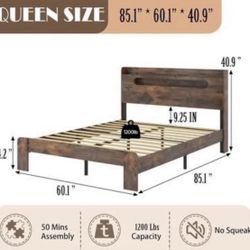BRAND NEW! Unboxed. Unopened queen size bed frame!