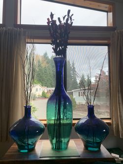Giant Vases! Perfect for a Seahawks Fan! $20 each or $50 for all