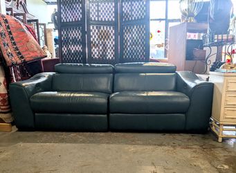 Blue Leather Modular Reclining Sofa at BoneJax