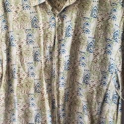 Mens L Short Sleeve Silk Shirt