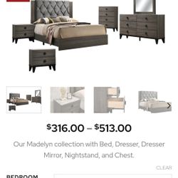 Any Sz Bed, Dresser, Mirror, 2 Nightstands & Chest $899