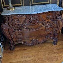 Solid wood Carved Marble Too Cabinet