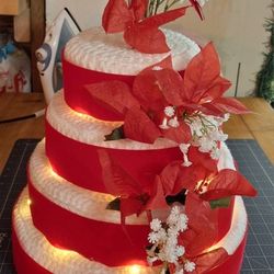 Christmas Crochet Centerpiece Lighted Cake