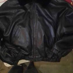 Black Leather Fur Reversible Coat 