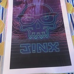 WORLD OF WARCRAFT LEAGUE OF LEGENDS 19"X13" POSTER JINX Art Print SIGNED #/20