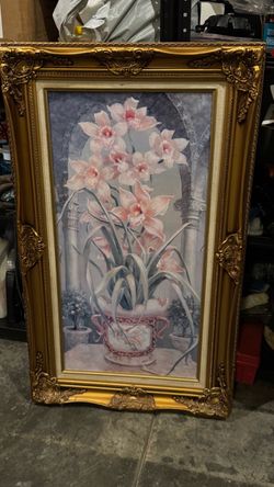 Large Ornate Gold Framed Floral Artwork – Vintage Style – $50 OBO