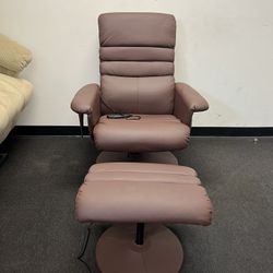 Leather Recliner Chair with Ottoman Swivel Base for Living Room Office 7902