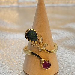 Green & Red Agate Ring