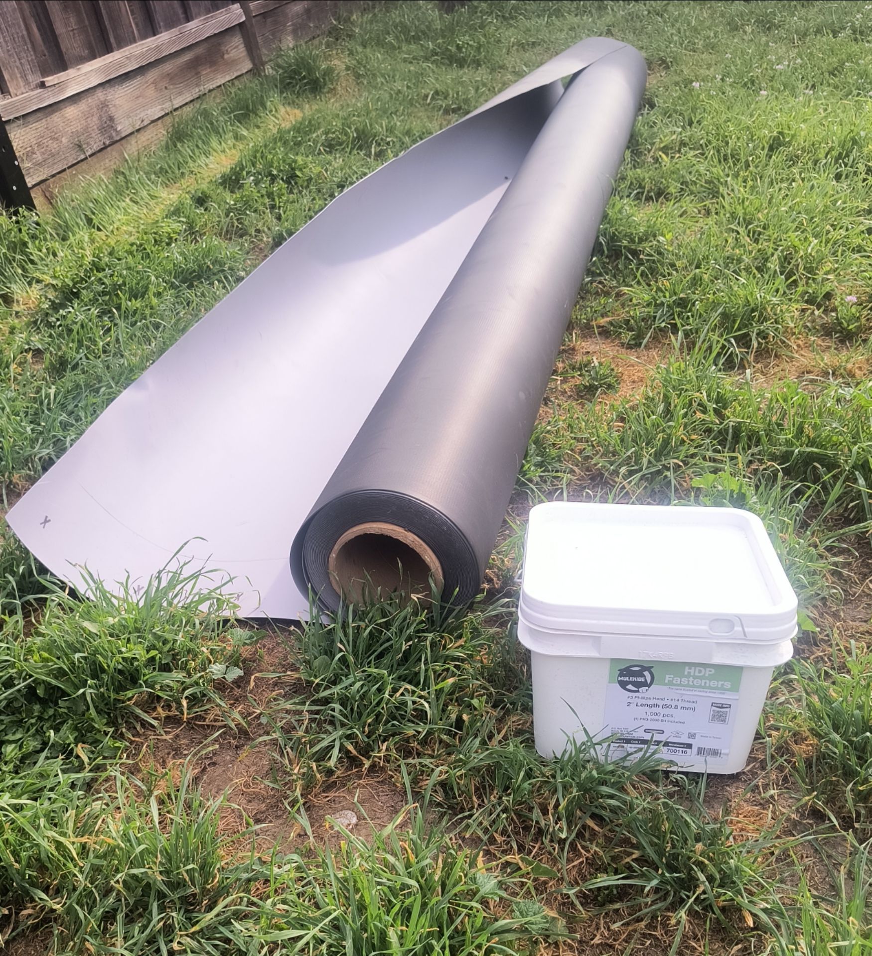 gray tpo membrane 30ft ×10ft 2 clad metal 2×3 and 2 inch screws