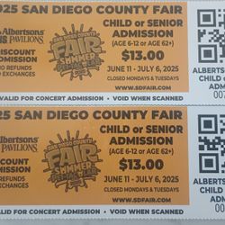 2 Senior/Child Del Mar Fair Tickets 