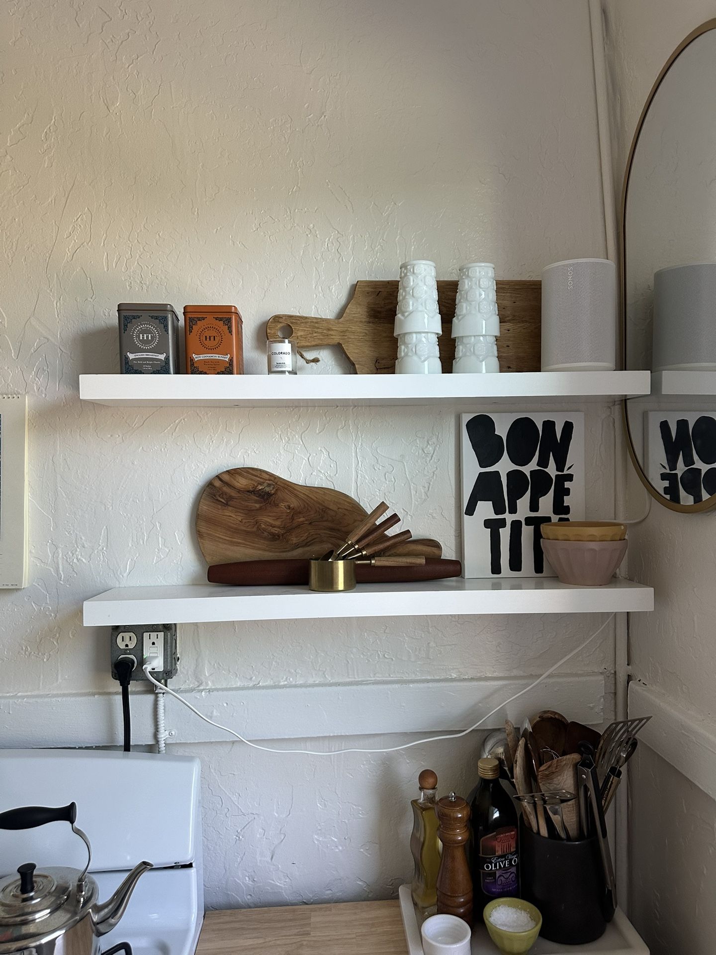 White Wooden Floating Shelves