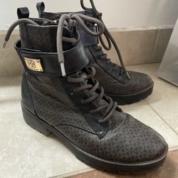 Brown Pattern with Black Boots (Women’s Size 6.5)