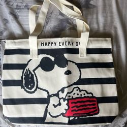 Snoopy Cartoon - Happy Glasses - Canvas Tote Bag 