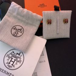 Hermes Mini Pop H Earrings Gold & Red