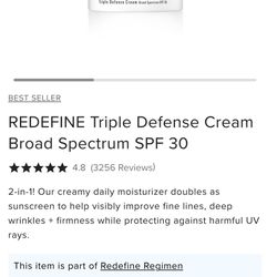 Rodan + Fields REDEFINE Triple Defense Cream. New in box, never opened. Two available. $85 each or both for $160. Retail price is $105 each after tax.