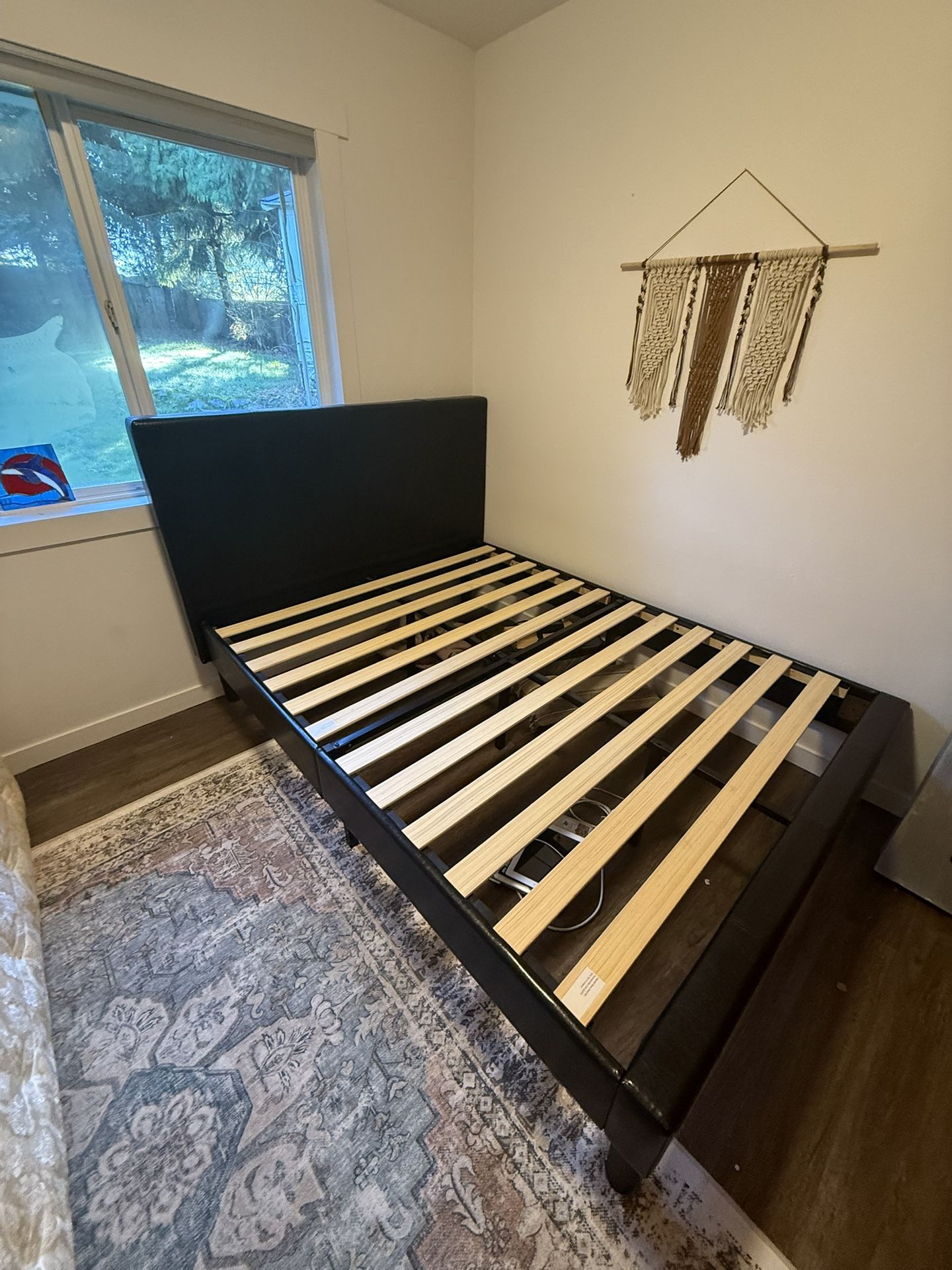 Black Leather Queen Bed Frame