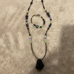 Hand Beaded Necklace And Bracelet Set 