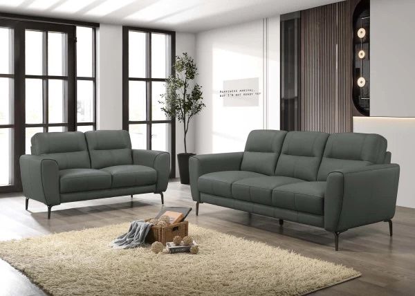 New Luxury Genuine Leather Couch And Love Seat Set / Free Delivery