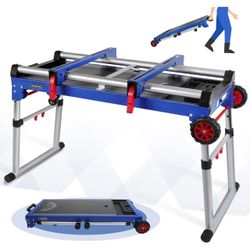 WORKPRO Miter Saw Stand 4-in-1 Portable Workbench with Detachable Miter Saw Stand & Height Adjustable Legs  Multipurpose Use: Scaffold/Dolly/Creeper/P