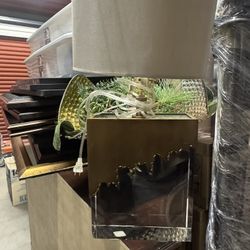 Crystal & Gold Lamp With Shade