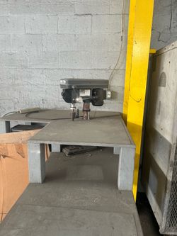 Drill press with table and bench