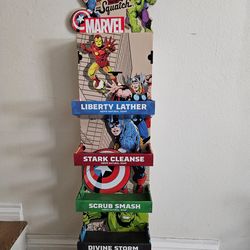 Dr. Squatch Marvel Soap Bundle display stand, showcase