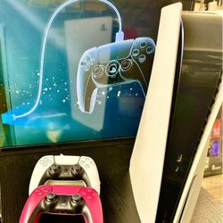 Ps5 Disc Edition W/ 2 Controllers No Stick Drift Great Condition 