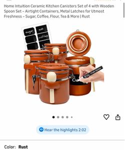 Home Intuition Ceramic Kitchen Canister Set of 4 – Rust