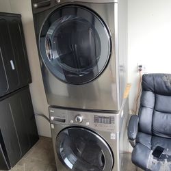 LG Front Loading Washer And Stackable Gas Dryer Set 