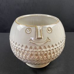 West Elm Ceramic Happy Face Planter Flower Pot
