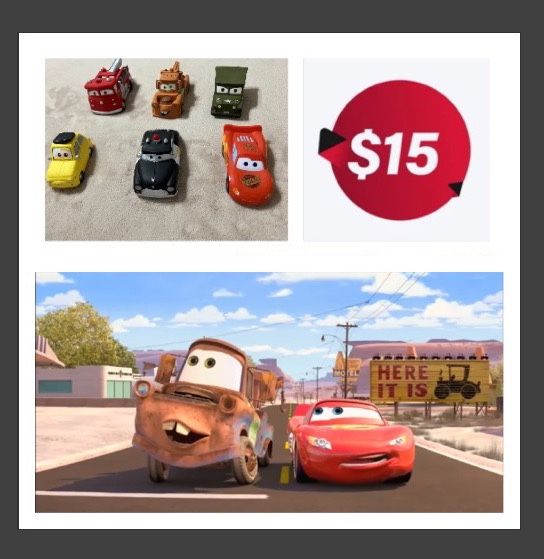 Disney Pixar CARS 6 Piece Bath Toy Lot